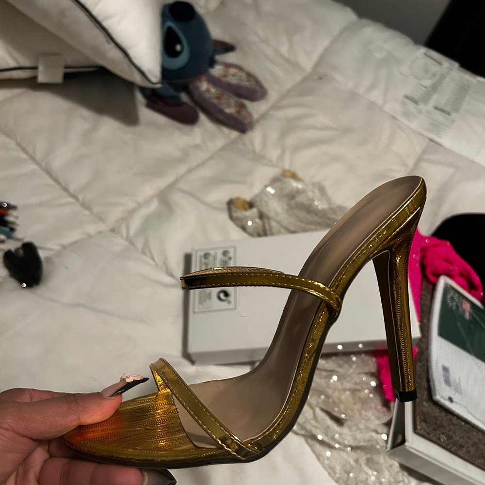 Elegant Gold High Heel Sandals